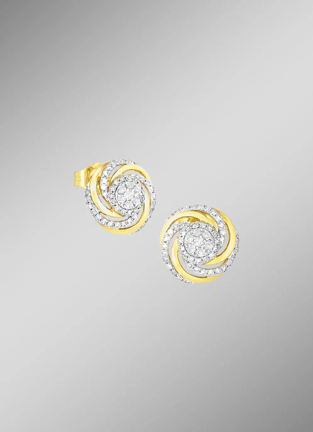 Interessante Ohrstecker mit 14 Brillanten und 90 Diamanten