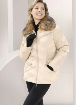 Jacke mit abnehmbarem Kunstpelz-Besatz am Kragen