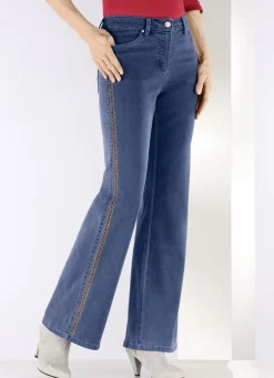 Jeans mit Ziersteppungen im Ethno-Stil