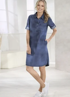 Jeans-Kleid mit Hemdkragen