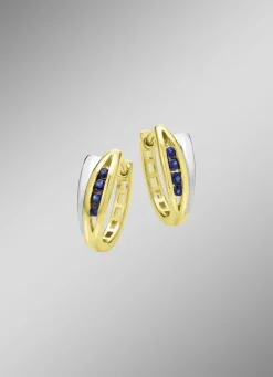 Klappcreolen in Bicolor mit synth. Safir