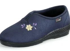 Klassische Damen-Hausschuhe, Weite H, mit Stickereizier