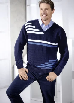 Klassischer Pullover mit V-Ausschnitt in 3 Farben