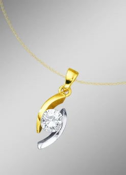 Klassischer Solitäranhänger in Bicolor mit Brillant