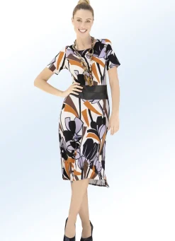 Kleid mit Nappa-Lederimitat-Einsatz