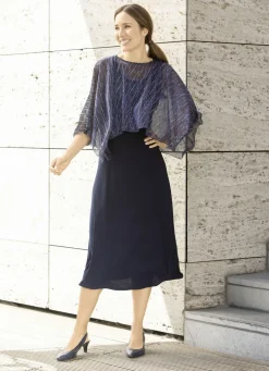 Kleid, 2tlg. mit abnehmbarem Ponchoüberwurf