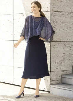 Kleid, 2tlg. mit abnehmbarem Ponchoüberwurf