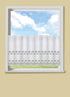 Kleinfenster-Store mit gezacktem Abschluss und Stangendurchzug