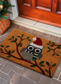 Kokos-Fußmatte mit Eulen-Motiv