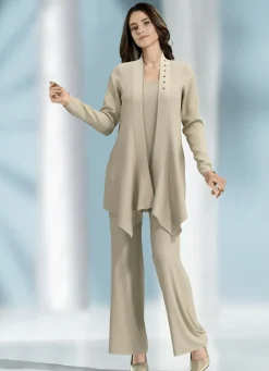 Kombination, 3-tlg. mit Verzierung am Kragen