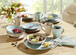 Kombi-Service, 16-teilig, aus Feinsteinzeug im Natur-Look