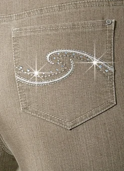 Komfortjeans verziert mit Strasssteinen in 6 Farben