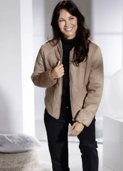 Kurzjacke aus Veloursleder-Imitat