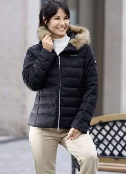 Kurzjacke mit abnehmbarem Kunstpelz-Besatz