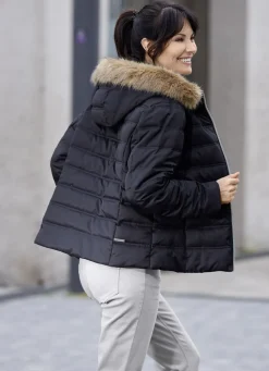 Kurzjacke mit abnehmbarem Kunstpelz-Besatz