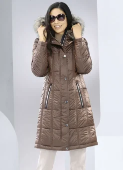 Kurzmantel mit abnehmbarem Kunstpelz-Besatz