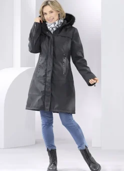 Kurzmantel mit festem Kunstpelz-Besatz