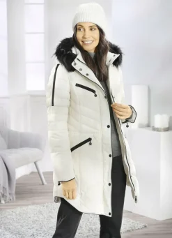 Kurzmantel mit Kunstpelz-Innenausstattung in der Kapuze