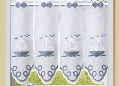 Kurzstore aus besticktem Batist mit Stangendurchzug