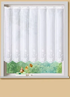 Kurzstore mit Blätter-Stickerei und Stangendurchzug