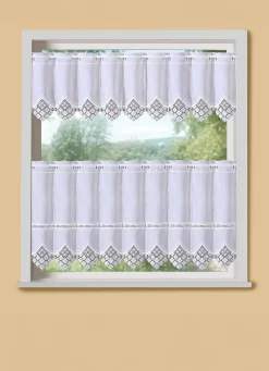 Kurzstore mit edler Macramé-Spitze und Stangendurchzug