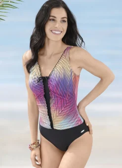 Laurina Badeanzug mit Raffungen und Halbkorsage