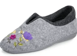 Laurina, klassische Damen-Hausschuhe, Weite G, mit fantasievoller Motiv-Stickerei