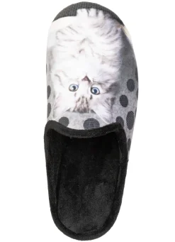 Laurina, klassische Damen-Hausschuhe, mit Katzen-Motiv