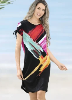 Laurina Kleid mit Druckdessin und raffbaren Ärmeln