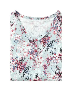 Laurina Nachthemd mit Bordürendruck und Knopfleiste