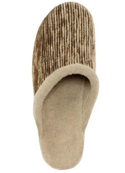 Laurina Pantoffel aus changierendem Cord-Material mit Filzbesatz