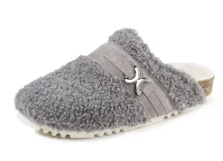 Laurina Pantoffel aus weichem Plüsch mit Veloursbesatz