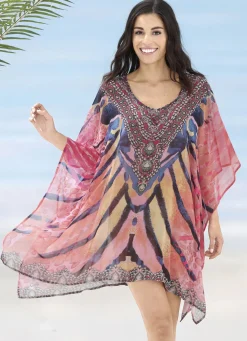 Laurina Tunika mit Schmucksteinchen, leicht transparent