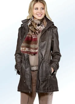 Lederjacke mit abtrennbarer Kapuze