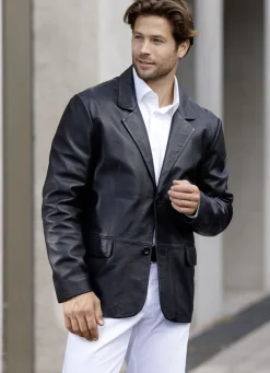 Lederkurzblazer mit Reverskragen