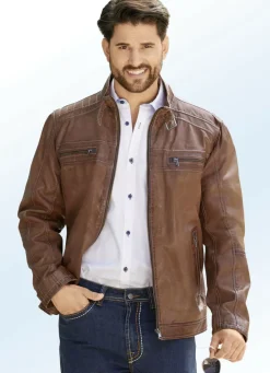 Lederkurzjacke in Bikerform