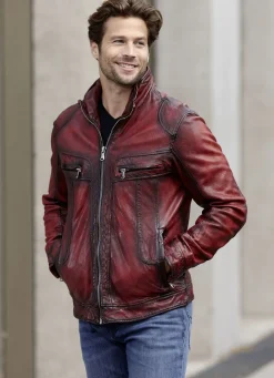 Lederkurzjacke mit Brusttaschen