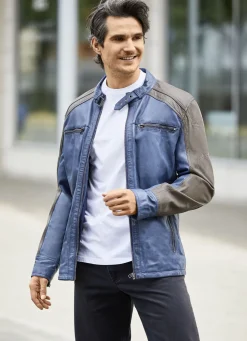 Lederkurzjacke mit Reißverschluss-Taschen