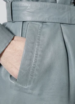 Lederkurzmantel mit Umlegekragen