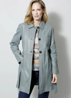 Lederkurzmantel mit Umlegekragen