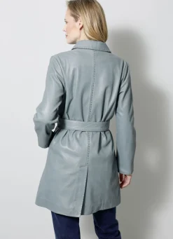 Lederkurzmantel mit Umlegekragen