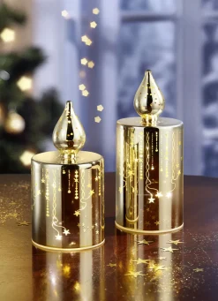 LED-Kerzen aus Glas, 2er-Set