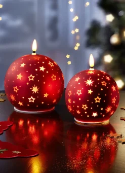 LED-Kerzen mit Sternen-Motiv, 2er-Set