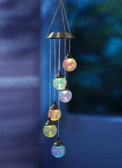 LED-Solar-Windspiel in Bruchglas-Optik