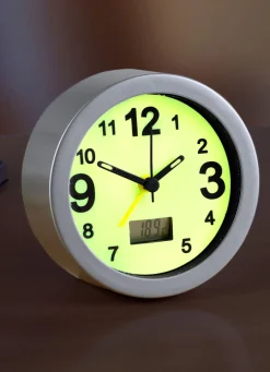 Leuchtender Wecker mit digitaler Raumtemperaturanzeige