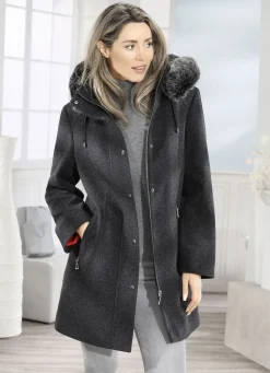 Longjacke mit abnehmbarer Kapuze