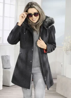 Longjacke mit abnehmbarer Kapuze