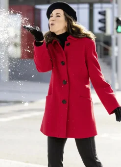 Longjacke mit stilvoll verdeckter Knopfleiste