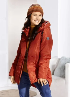 Longjacke mit umschlagbarem Regenschild