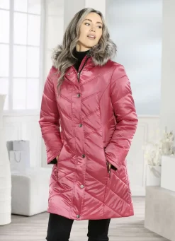 Longjacke mit umschlagbaren Ärmeln in Kontrast